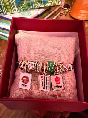 Piper K Mahjong Charm Bracelet Pink & Gold NWT